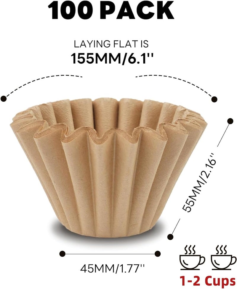 Brew Choice Disposable Small Coffee Filters,100PCS Unbleached Basket Coffee Paper Filter for Ninja Pods & Grounds Specialty Single-Serve Coffee Maker PB051 PB041, Kalita Wave Dripper 155, 1-2 Cup - Image 2